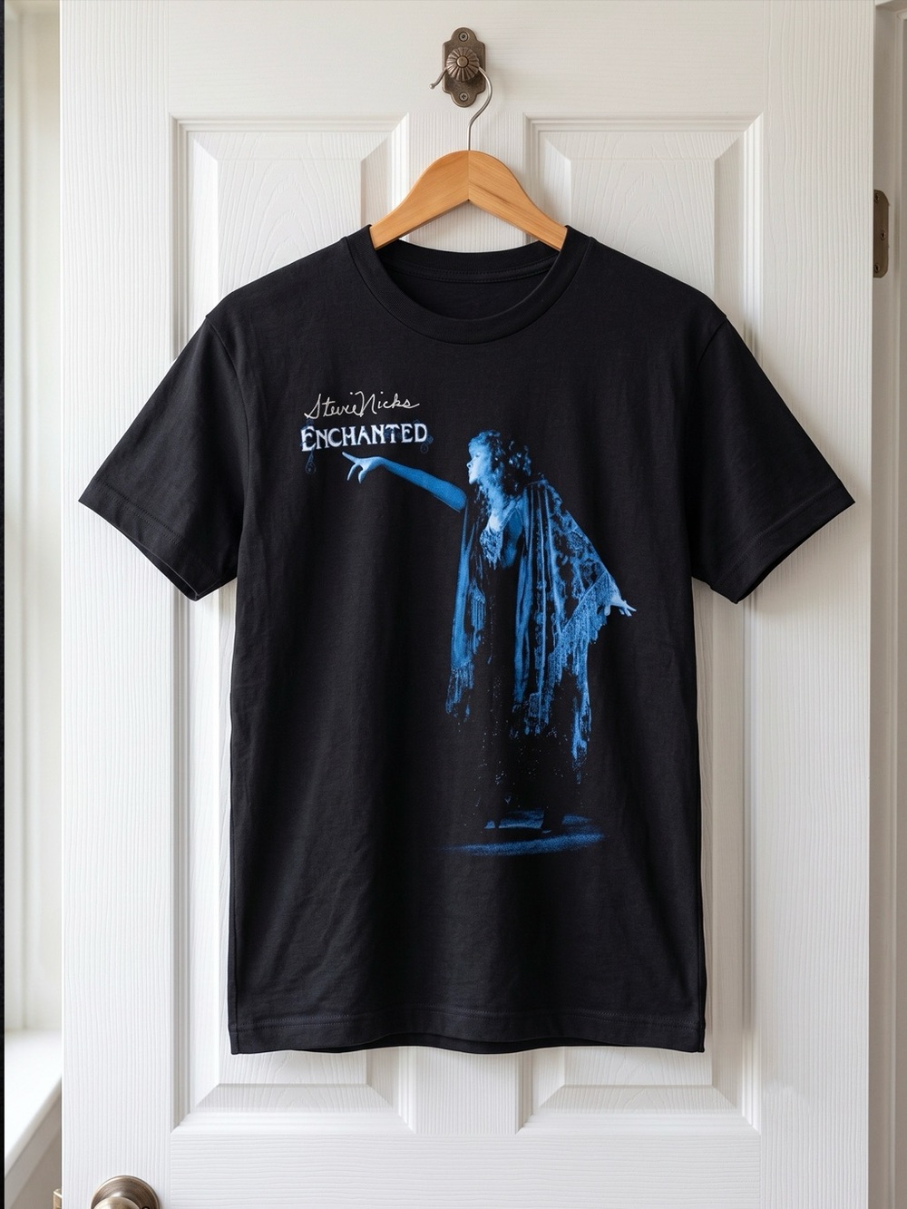 Stevie Nicks Enchanted Blue Graphic Classic Rock Black T-Shirt